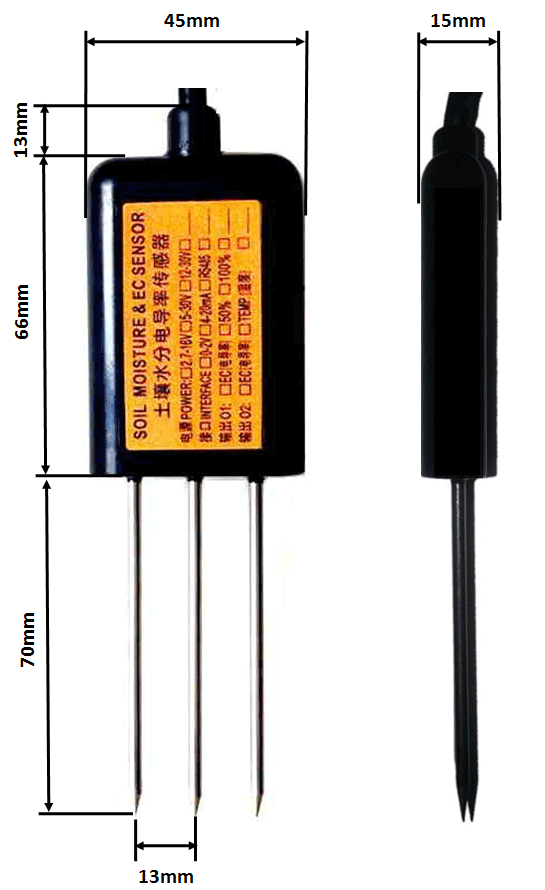 土壤溫度水分鹽分傳感器外型尺寸